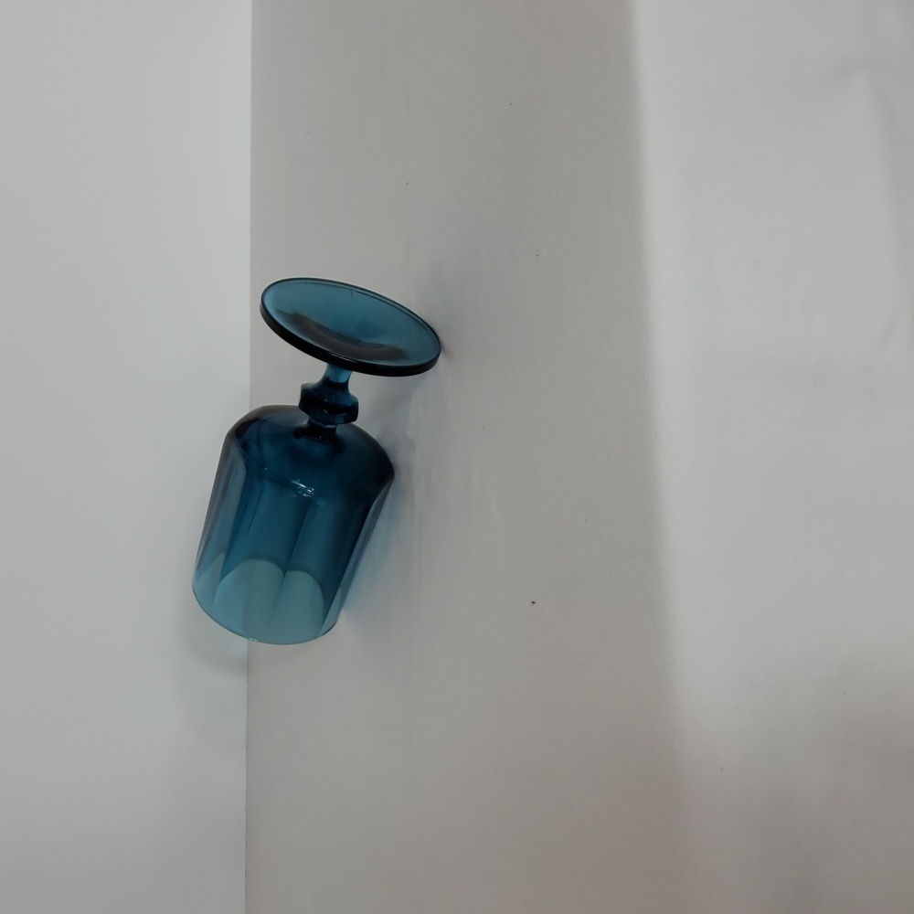 Vintage Footed Teal Blue Drinking Glass - Picture 2 of 4